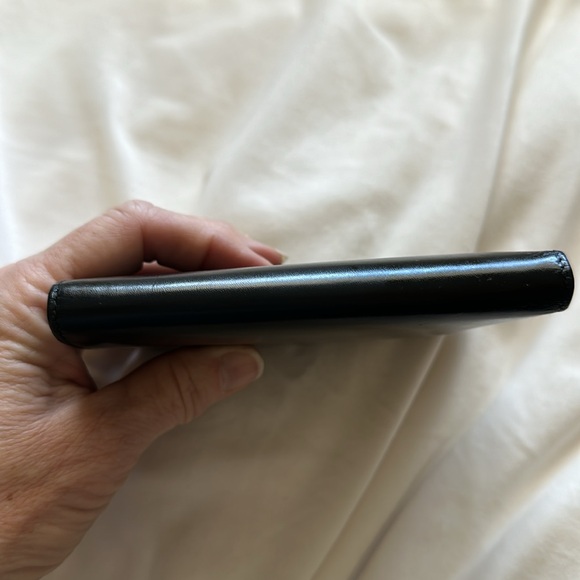 PRADA black leather patent wallet 5x4.5 inch Authentic Vintage clean & pristine - Picture 4 of 9